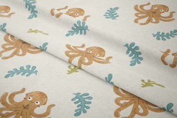 Sevimli Ahtapot Desenli Bebek ve Çocuk Kumaşı