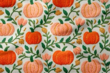 3D Sonbahar Balkabağı Desenli Dijital Baskılı Kumaş