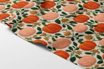 3D Sonbahar Balkabağı Desenli Dijital Baskılı Kumaş