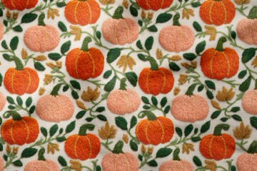 3D Sonbahar Balkabağı Desenli Dijital Baskılı Kumaş