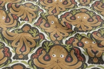 Retro Ahtapot Desenli Çocuk ve Dekoratif Kumaş