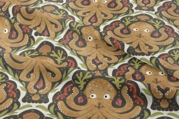 Retro Ahtapot Desenli Çocuk ve Dekoratif Kumaş