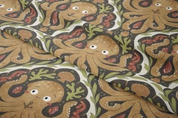 Retro Ahtapot Desenli Çocuk ve Dekoratif Kumaş