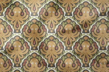 Многоцелевая декоративная ткань с цифровым принтом из летней коллекции с коричневым осьминогом и белым фоном