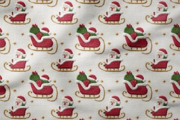 Yılbaşı Koleksiyonu- 3D Nakış Efektli Santa Claus Nobel Baba Çok Amaçlı Dekoratif Dijital Baskı Kumaş