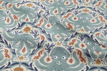 Sevimli Ahtapot Desenli Çocuk Kumaşı