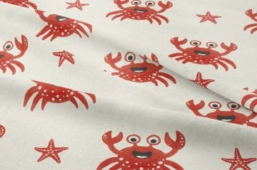 Summer Collection Cream Based Crabs Multi-Purpose Decorative Digital Print Fabric