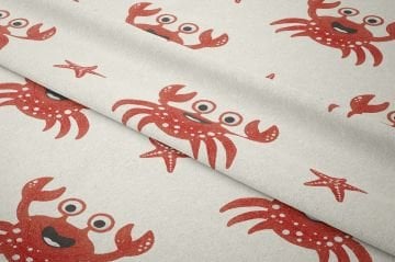 Sevimli Yengeç Desenli Bebek ve Çocuk Kumaşı