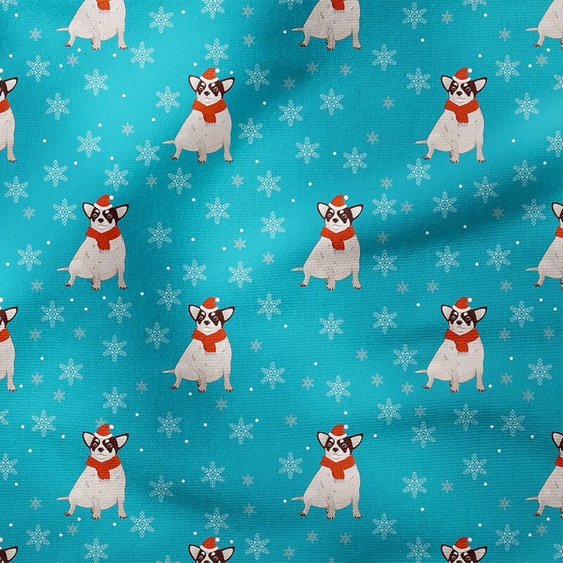 Mavi Zeminli Kar Taneli Yılbaşı Köpekleri