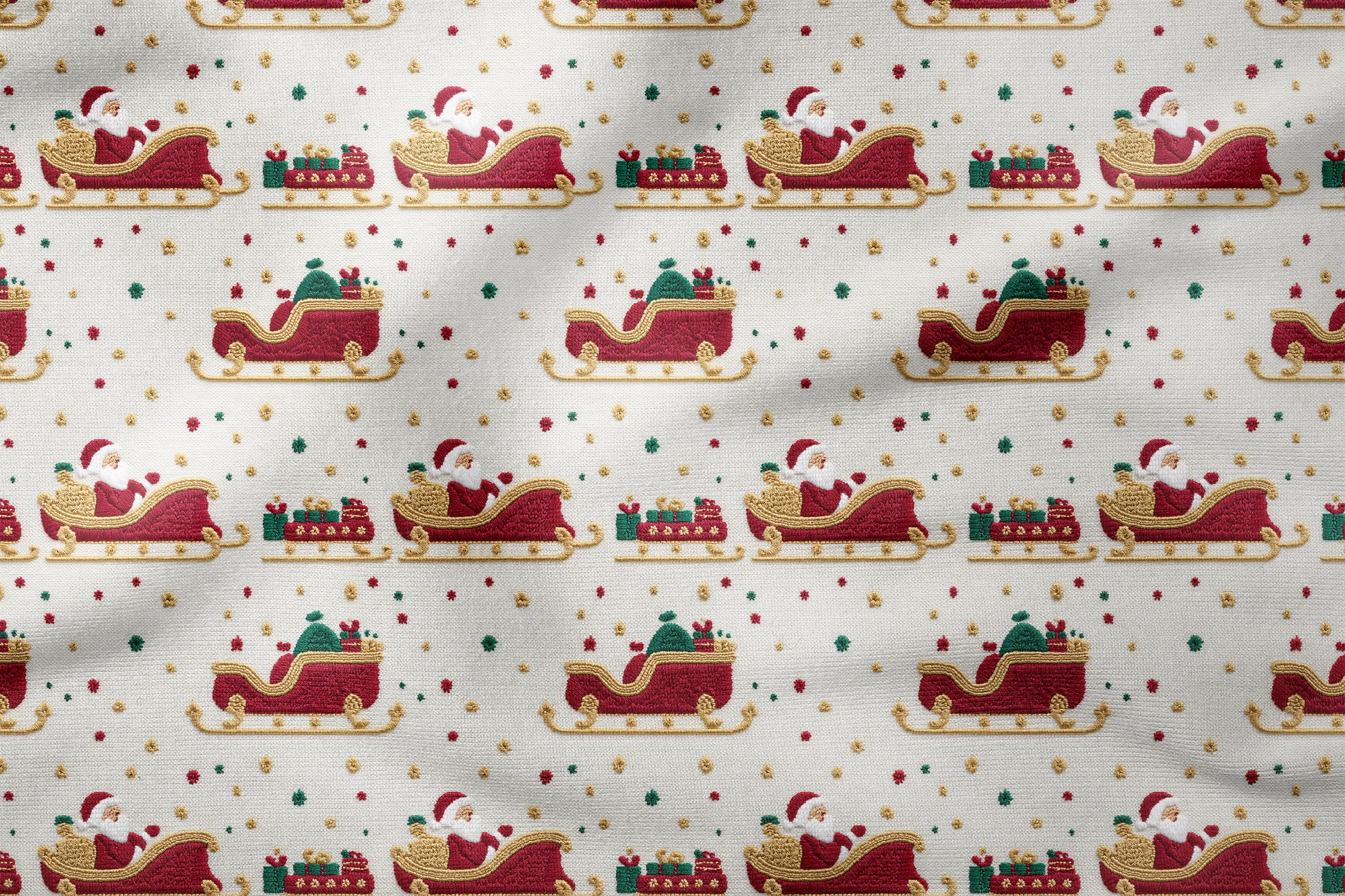 Yılbaşı Koleksiyonu- 3D Nakış Efektli Santa Claus Nobel Baba Çok Amaçlı Dekoratif Dijital Baskı Kumaş