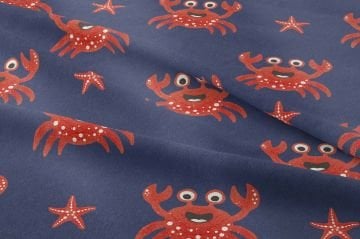 Sevimli Yengeç Desenli Çocuk Kumaşı