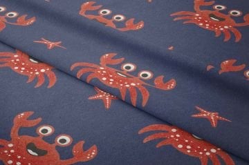 Sevimli Yengeç Desenli Çocuk Kumaşı