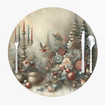 Yılbaşı Koleksiyonu- Servis Suplası Vintage Christmas Yılbaşı 3'lü Set Kumaşı Dikilmemiş