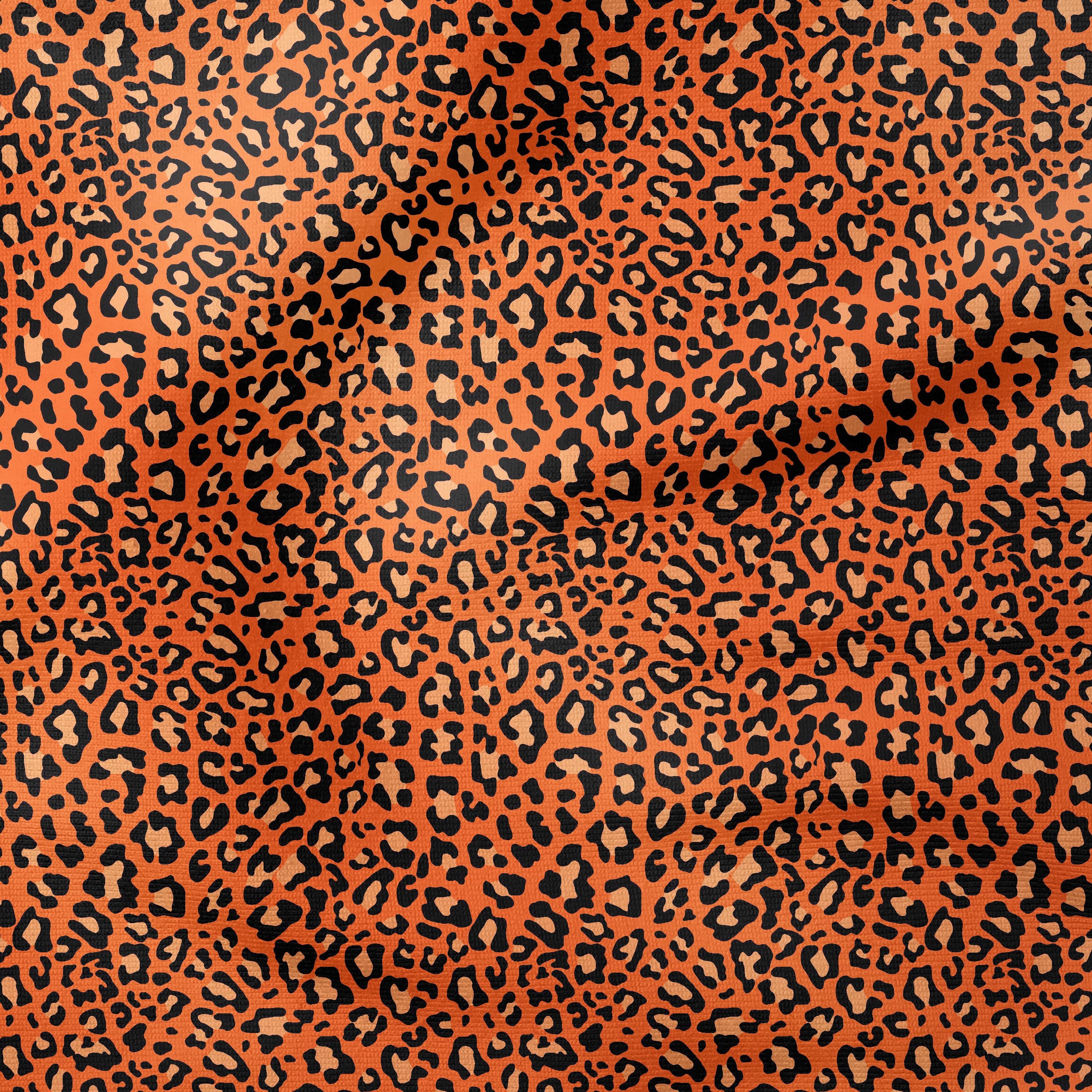 Turuncu Zeminli Leopar Desenli Kumaş